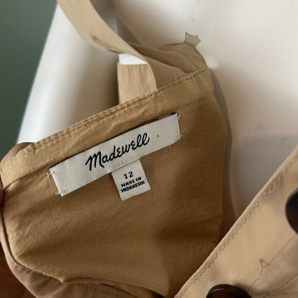 Madewell Tan Button-Back Tiered Midi Dress Size 12 Earthen Sand AO282 - Picture 8 of 16